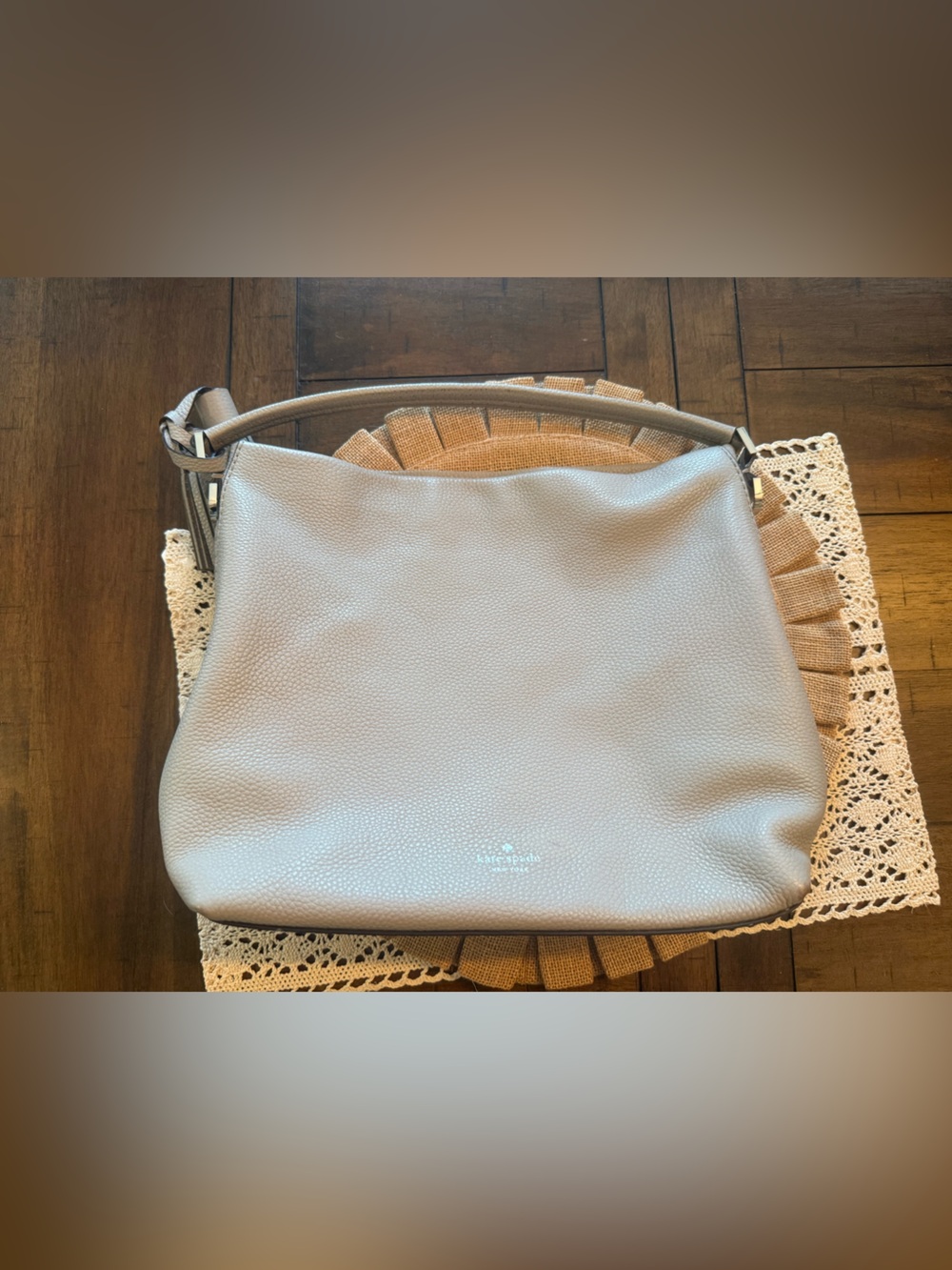 kate spade Pebbled Shoulder Hobo Bag in Light Gray